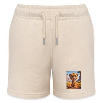 super cute african animals– Cheetah - Kids Organic Sweat Shorts by Stanley/Stella - soft Ecru - Front