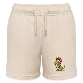 Dino Adventure - Kids Organic Sweat Shorts by Stanley/Stella - soft Ecru - Front