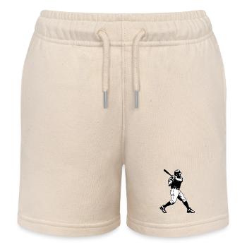 Baseball Player Silhouette Batter - Sports Design - Kids Organic Sweat Shorts by Stanley/Stella - soft Ecru - Front