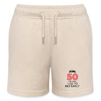 50 Aller au lit tôt Drôle d’anniversaire - Short de jogging enfant bio Stanley/Stella - écru doux - Devant