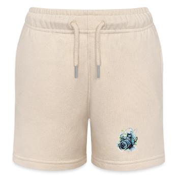 Urban Burst Camera - Kids Organic Sweat Shorts by Stanley/Stella - soft Ecru - Front