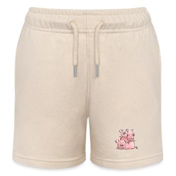 Lustiger Sauhaufen I Schwein Comic Tiermotiv - Kinder Organic Joggingshorts Mini Bolter von Stanley/Stella - Natur - Vorne