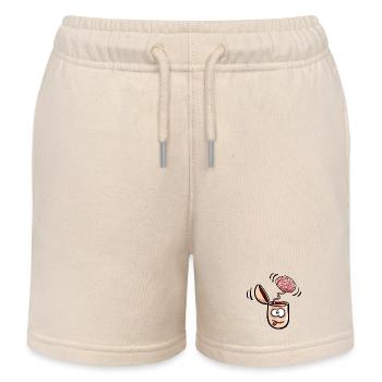 Kopf mit heraus quellendem Gehirn - Kinder Organic Joggingshorts Mini Bolter von Stanley/Stella - Natur - Vorne