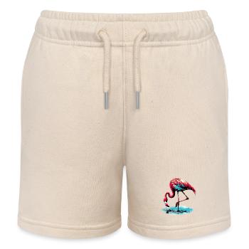 Rosa Flamingo - Kinder Organic Joggingshorts Mini Bolter von Stanley/Stella - Natur - Vorne