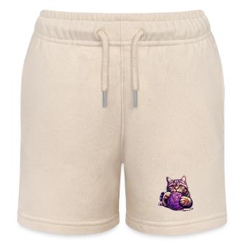 Le chat joue avec une pelote de laine - Short de jogging enfant bio Stanley/Stella - écru doux - Devant