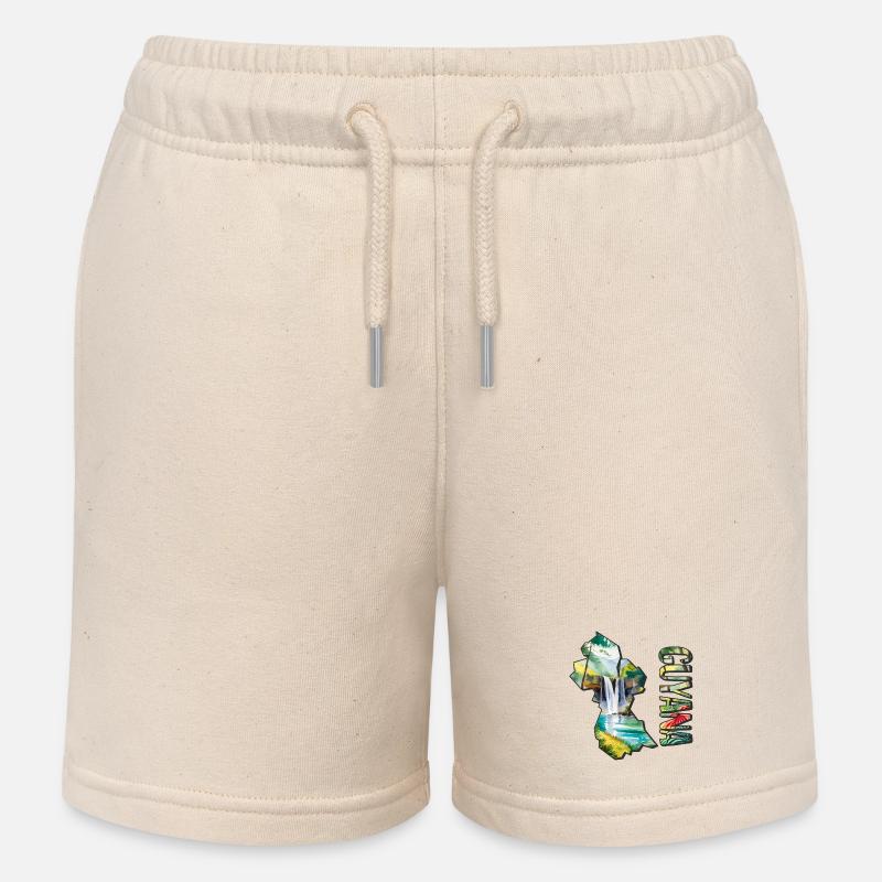 Carte à l’aquarelle de la Guyane - Short de jogging enfant bio Stanley/Stella - écru doux