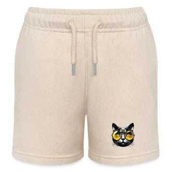 Kater mit Brille - Kinder Organic Joggingshorts Mini Bolter von Stanley/Stella - Natur - Vorne