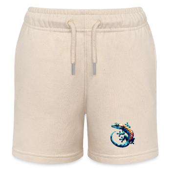 Polygonal gecko - Kids Organic Sweat Shorts by Stanley/Stella - soft Ecru - Front