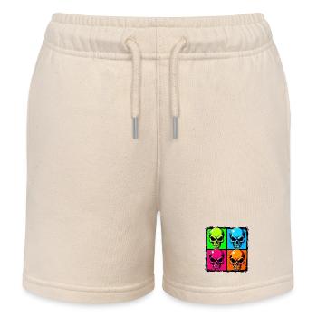 Bunte Totenköpfe - Kinder Organic Joggingshorts Mini Bolter von Stanley/Stella - Natur - Vorne
