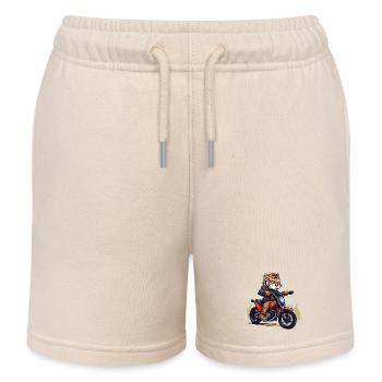 Tiger Motorradfahrer - Kinder Organic Joggingshorts Mini Bolter von Stanley/Stella - Natur - Vorne