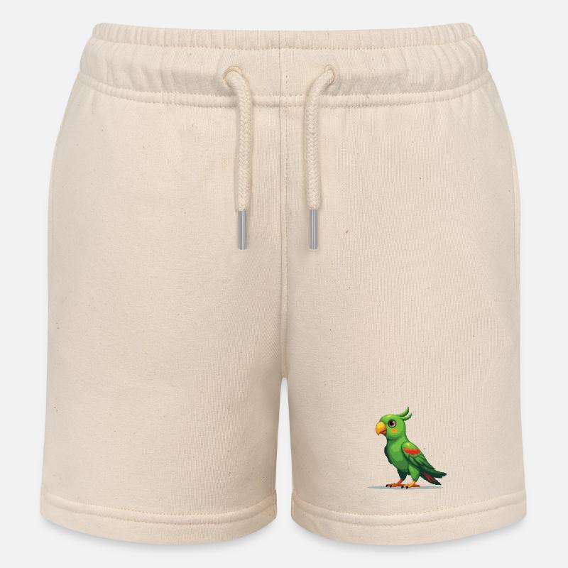 Pixel Parrot – Retro 8-Bit Style - Kids Organic Sweat Shorts by Stanley/Stella - soft Ecru