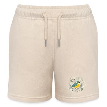 Blue and flowers - Kids Organic Sweat Shorts by Stanley/Stella - soft Ecru - Front