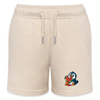 Süßer Pinguin Melone Obst Cartoon Arktis Frucht - Kinder Organic Joggingshorts Mini Bolter von Stanley/Stella - Natur - Vorne
