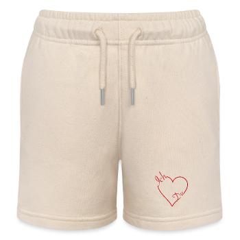 Rotes Herz mit Schriftzug Ich & Du - Kinder Organic Joggingshorts Mini Bolter von Stanley/Stella - Natur - Vorne