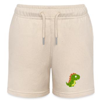Verspielter Dino mit buntem Rücken - Kinder Organic Joggingshorts Mini Bolter von Stanley/Stella - Natur - Vorne