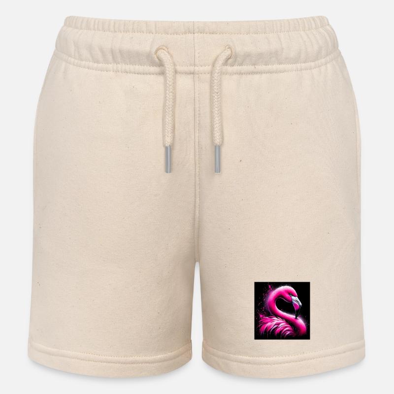 flamingo - Kids Organic Sweat Shorts by Stanley/Stella - soft Ecru