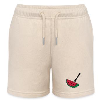 Melon avec fourchette - Short de jogging enfant bio Stanley/Stella - écru doux - Devant