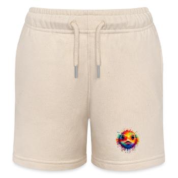 Color Explosion Puffer Fish Art Print - Kids Organic Sweat Shorts by Stanley/Stella - soft Ecru - Front
