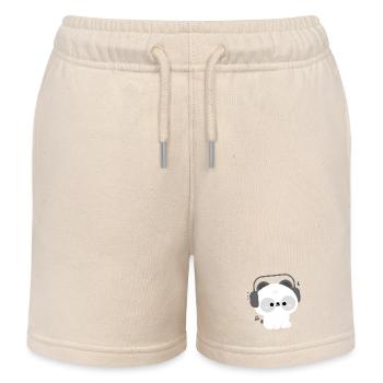 Panda Headphones - Kids Organic Sweat Shorts by Stanley/Stella - soft Ecru - Front