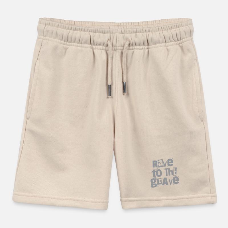 Rave to the Grave Grunge Text Kids Organic Sweat Shorts by Stanley/Stella
