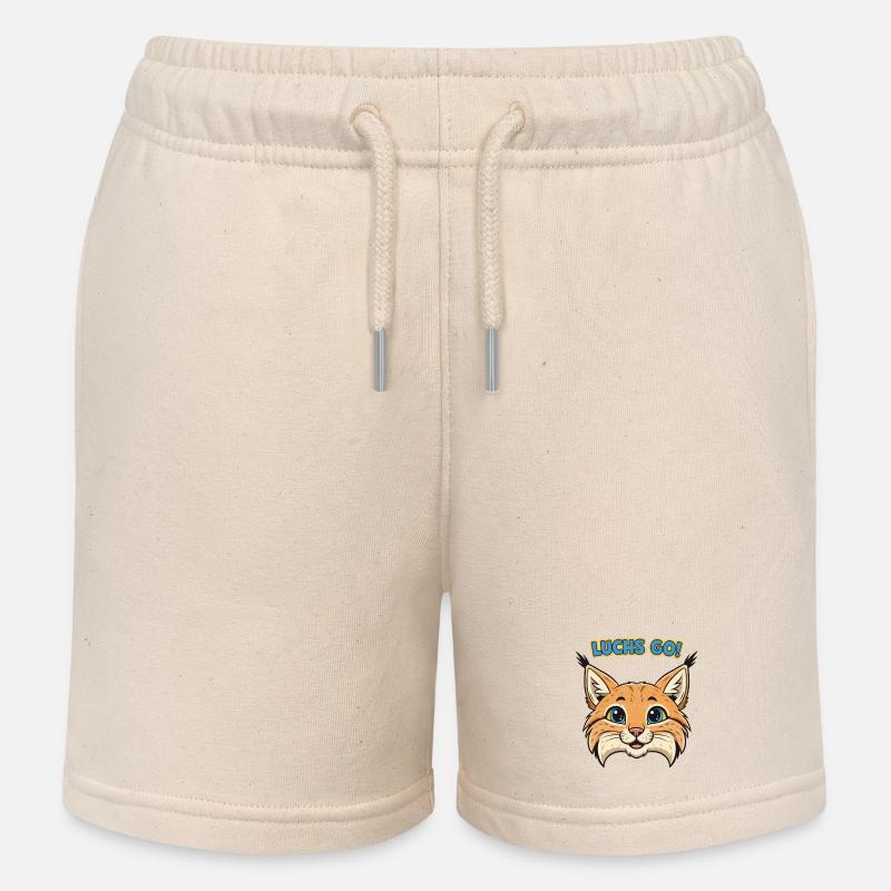 Lynx Go Visage de renard - Short de jogging enfant bio Stanley/Stella - écru doux