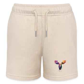 Moose Moose Head - Kids Organic Sweat Shorts by Stanley/Stella - soft Ecru - Front