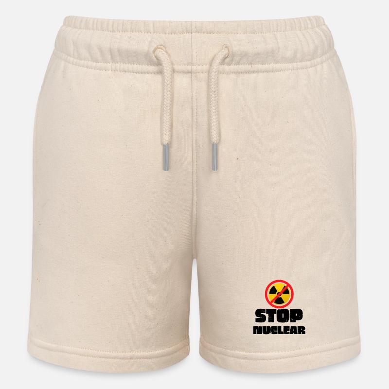 Stop Nuclear - Kids Organic Sweat Shorts by Stanley/Stella - soft Ecru