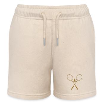 Badminton - Sport - Racket - Kids Organic Sweat Shorts by Stanley/Stella - soft Ecru - Front