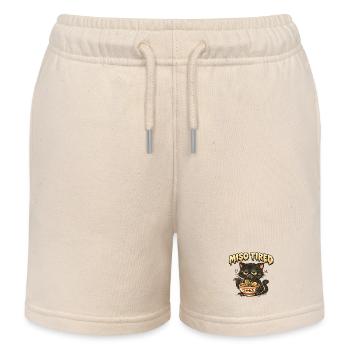 Miso Tired – Tired Cat Eats Ramen - Kids Organic Sweat Shorts by Stanley/Stella - soft Ecru - Front