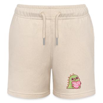Süße Dinosaurier-Umarmungen Herz Liebe dich Saur Viel Wortspiel - Kinder Organic Joggingshorts Mini Bolter von Stanley/Stella - Natur - Vorne