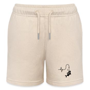 EKG Puls Fisch Silhouette - Kinder Organic Joggingshorts Mini Bolter von Stanley/Stella - Natur - Vorne