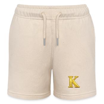 K Golden Monogram - Kids Organic Sweat Shorts by Stanley/Stella - soft Ecru - Front