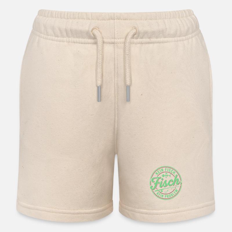 Pas de poisson, pas de problème, t-shirt de pêcheur, sweat à capuche - Short de jogging enfant bio Stanley/Stella - écru doux