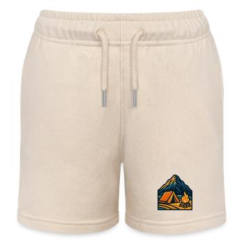 Bergzelt am Lagerfeuer - Kinder Organic Joggingshorts Mini Bolter von Stanley/Stella - Natur - Vorne