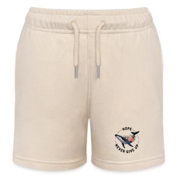 NEVER GIVE UP • FANSHIRT - Kinder Organic Joggingshorts Mini Bolter von Stanley/Stella - Natur - Vorne