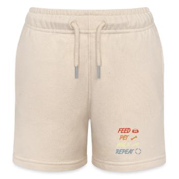 Feeding, petting, performing, repeating - Kids Organic Sweat Shorts by Stanley/Stella - soft Ecru - Front
