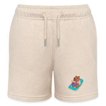 Capybara Sundae on a Beach Float -vacation mode - Kids Organic Sweat Shorts by Stanley/Stella - soft Ecru - Front