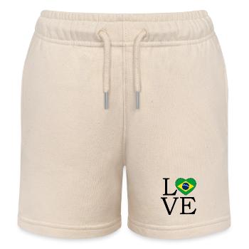Brasilien Herz Flagge Fussball Fan Shirt - Kinder Organic Joggingshorts Mini Bolter von Stanley/Stella - Natur - Vorne