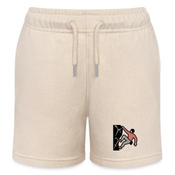 Climbers Rock Face Climbing Alpinism - Kids Organic Sweat Shorts by Stanley/Stella - soft Ecru - Front