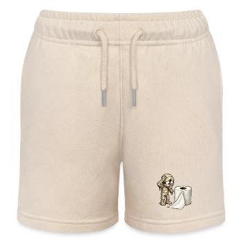 Mummy and Toilet Paper Cartoon - Kids Organic Sweat Shorts by Stanley/Stella - soft Ecru - Front