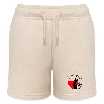 Fragmented heart in red - Kids Organic Sweat Shorts by Stanley/Stella - soft Ecru - Front