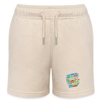 Ich gehe in die Schule! Mich kann man fragen! - Kinder Organic Joggingshorts Mini Bolter von Stanley/Stella - Natur - Vorne