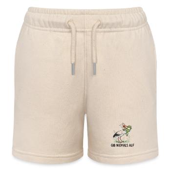 Gib niemals auf! – Lustiger Storch & Frosch - Kinder Organic Joggingshorts Mini Bolter von Stanley/Stella - Natur - Vorne