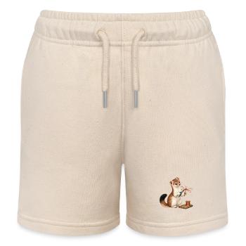 Hermelin mit Draht-Libelle - Kinder Organic Joggingshorts Mini Bolter von Stanley/Stella - Natur - Vorne
