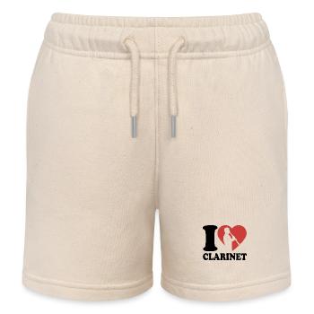 I Love Clarinet - Musician - Clarinetist - Kids Organic Sweat Shorts by Stanley/Stella - soft Ecru - Front
