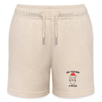 Ask Your Mom If I Am Real Motif for a - Kids Organic Sweat Shorts by Stanley/Stella - soft Ecru - Front