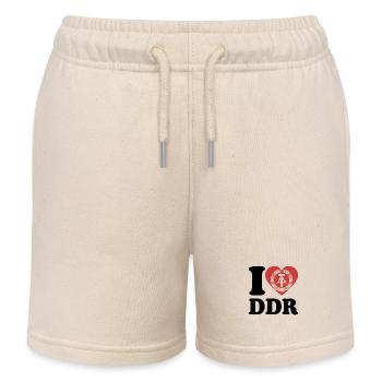 I Love DDR - Herz - Ostalgie - Kinder Organic Joggingshorts Mini Bolter von Stanley/Stella - Natur - Vorne