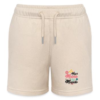 The Best Mom in the World Mother's Day Gift - Kids Organic Sweat Shorts by Stanley/Stella - soft Ecru - Front