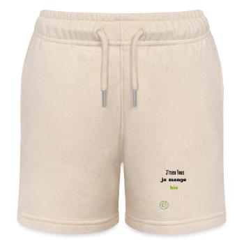 J'm'en fous je mange bio - Short de jogging enfant bio Stanley/Stella - écru doux - Devant