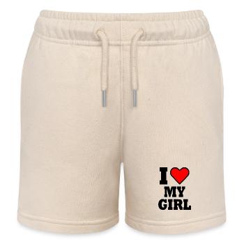 I love my girl - Kids Organic Sweat Shorts by Stanley/Stella - soft Ecru - Front